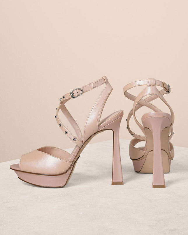 Studded Cross Strap Heels