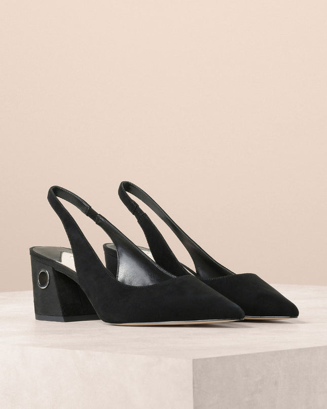 Suede Plan Leather Block Heels