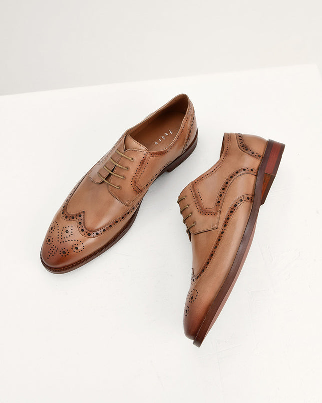 Leather Brogues - Camel