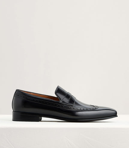 Leather Brogue Penny Loafers