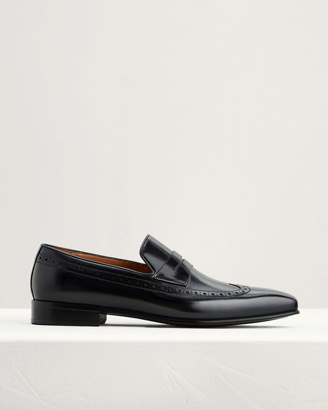 Leather Brogue Penny Loafers