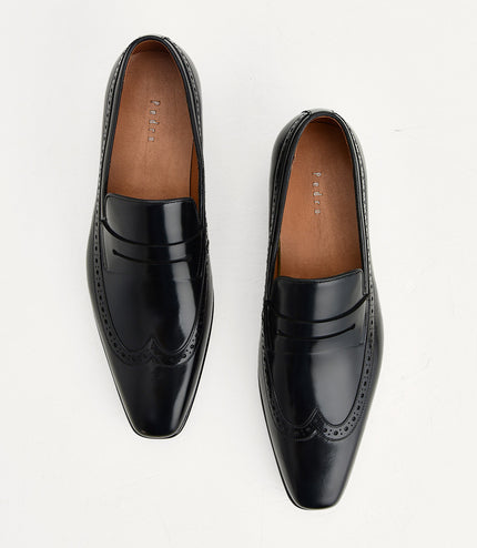 Leather Brogue Penny Loafers