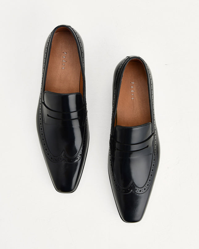 Leather Brogue Penny Loafers