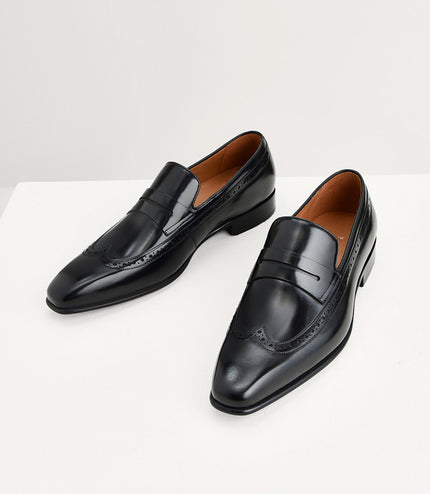 Leather Brogue Penny Loafers