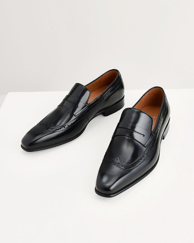 Leather Brogue Penny Loafers