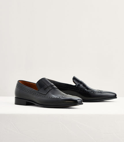 Leather Brogue Penny Loafers