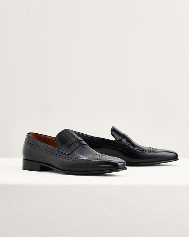 Leather Brogue Penny Loafers
