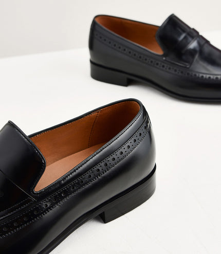 Leather Brogue Penny Loafers