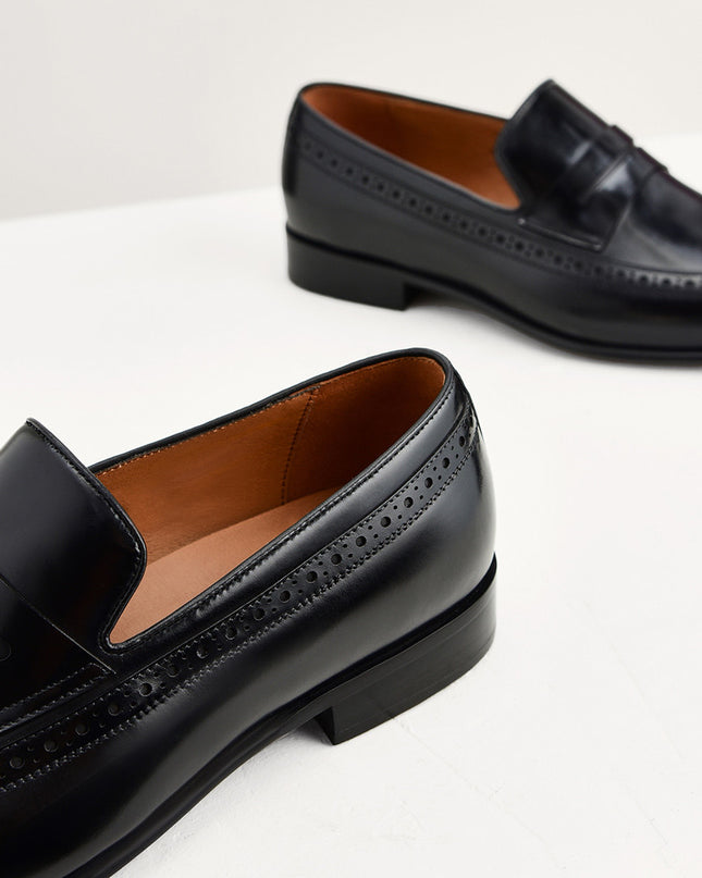 Leather Brogue Penny Loafers