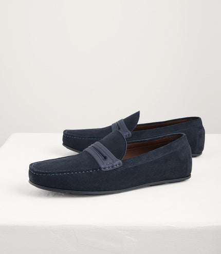 Side Buckled Suede Moccasins