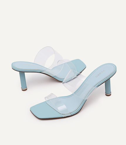Vinyl Double Strap Heeled Sandals