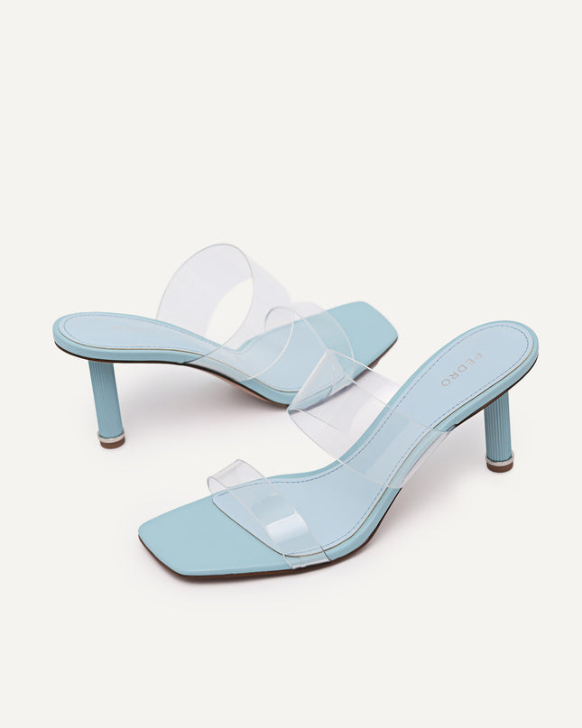 Vinyl Double Strap Heeled Sandals