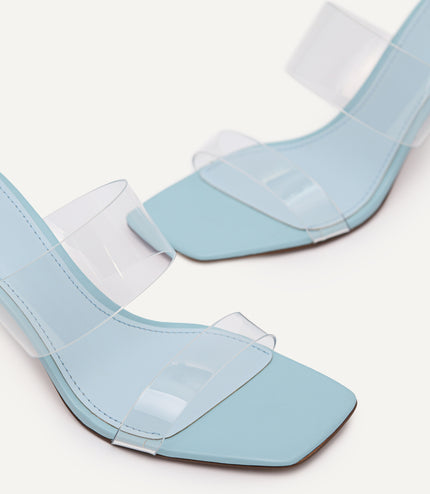 Vinyl Double Strap Heeled Sandals