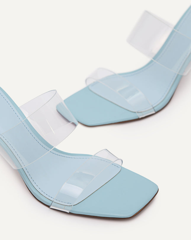 Vinyl Double Strap Heeled Sandals