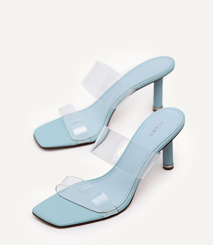 Vinyl Double Strap Heeled Sandals