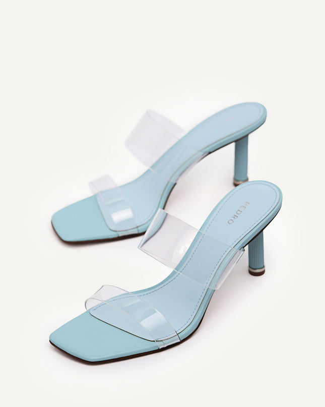 Vinyl Double Strap Heeled Sandals