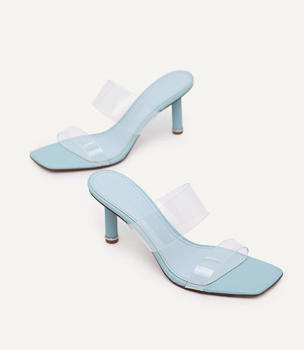 Vinyl Double Strap Heeled Sandals