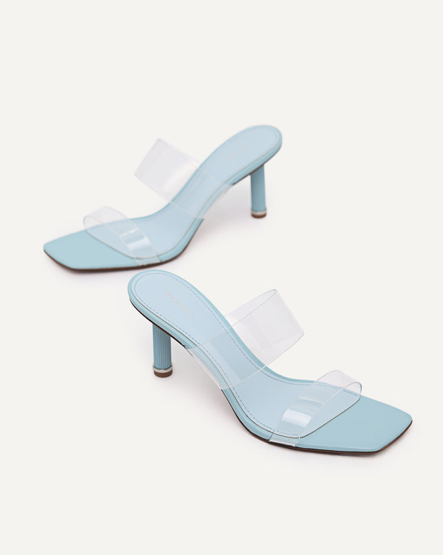 Vinyl Double Strap Heeled Sandals