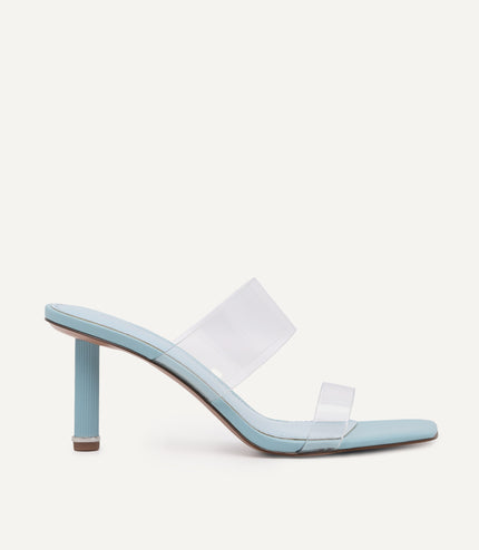 Vinyl Double Strap Heeled Sandals