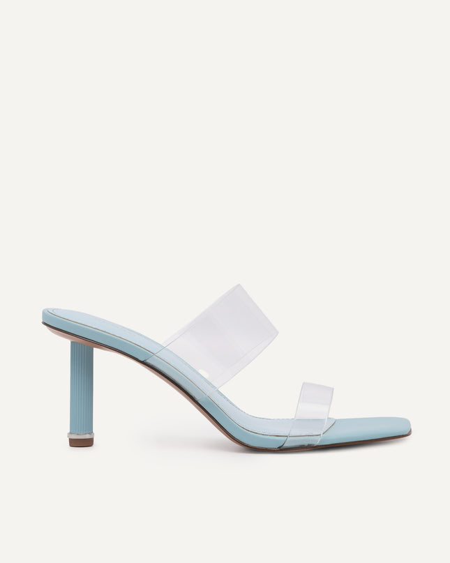 Vinyl Double Strap Heeled Sandals