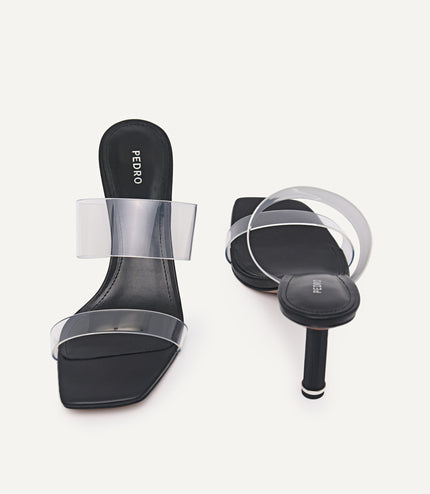 Vinyl Double Strap Heeled Sandals