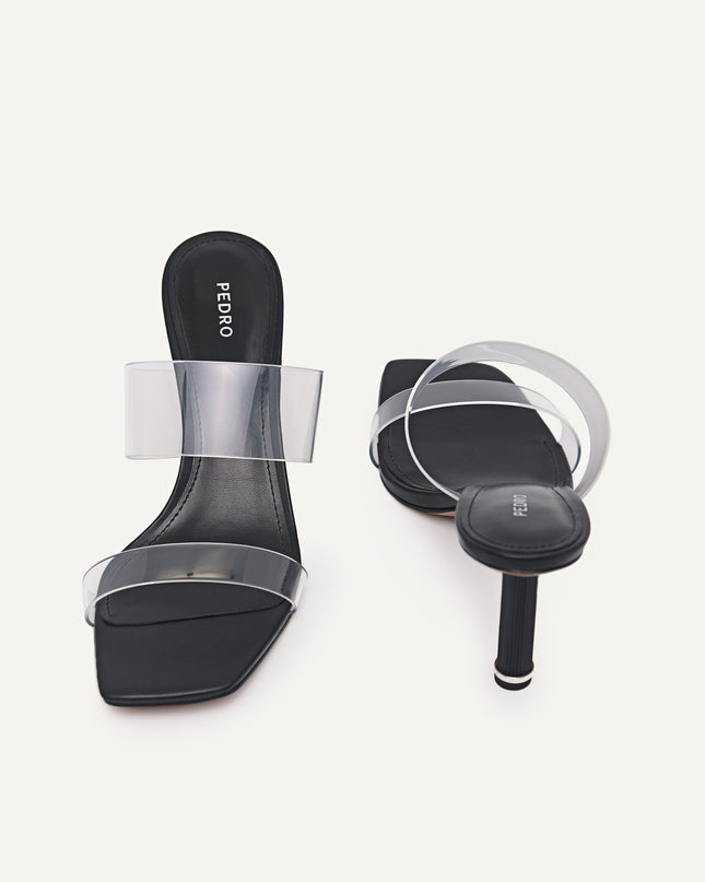 Vinyl Double Strap Heeled Sandals