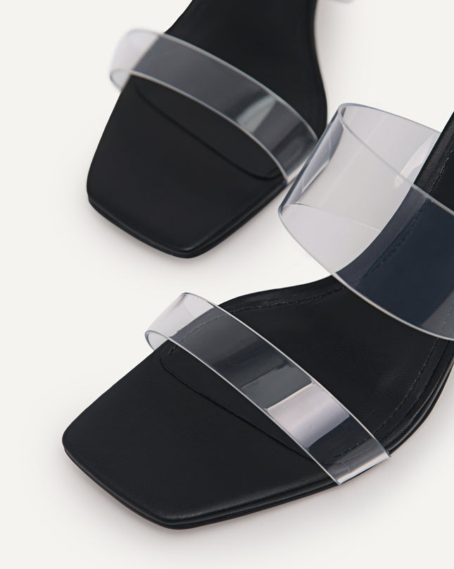 Vinyl Double Strap Heeled Sandals