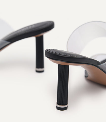 Vinyl Double Strap Heeled Sandals