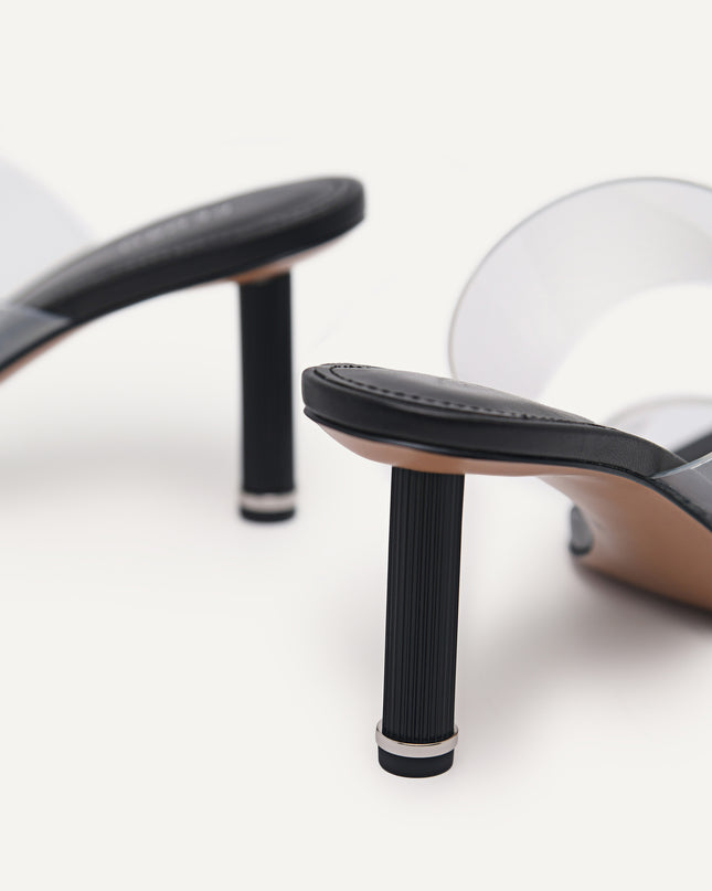 Vinyl Double Strap Heeled Sandals