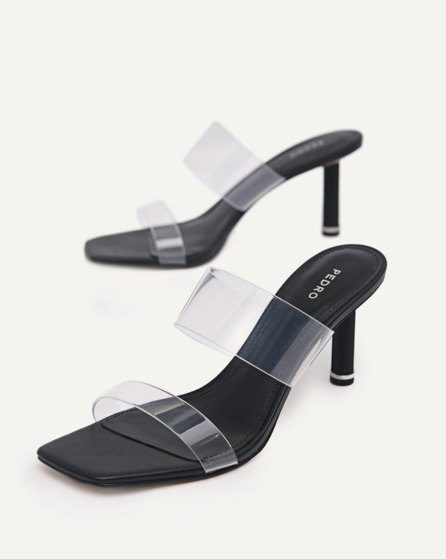 Vinyl Double Strap Heeled Sandals