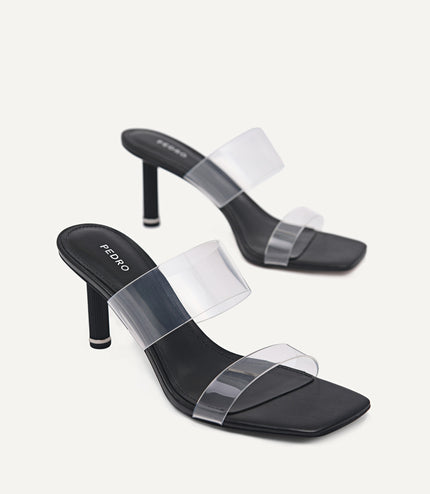 Vinyl Double Strap Heeled Sandals