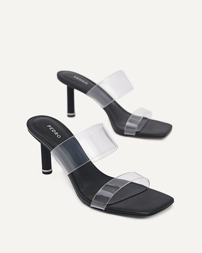 Vinyl Double Strap Heeled Sandals
