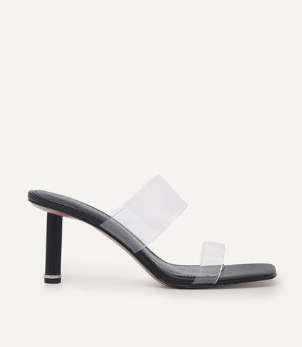 Vinyl Double Strap Heeled Sandals