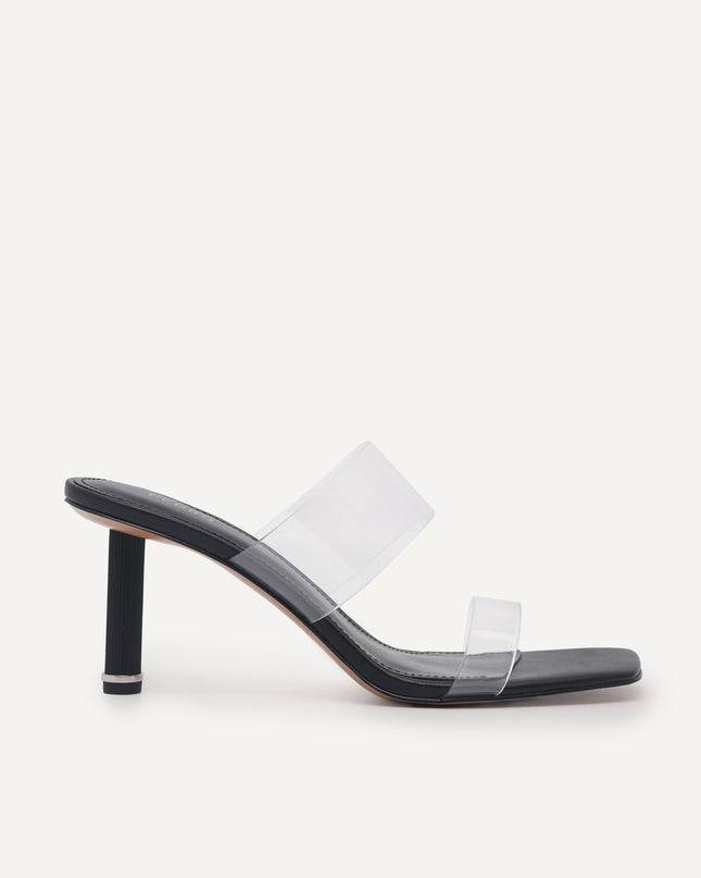 Vinyl Double Strap Heeled Sandals