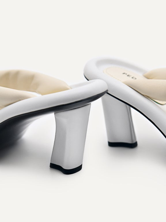 Padded Thong Heeled Sandals - Beige