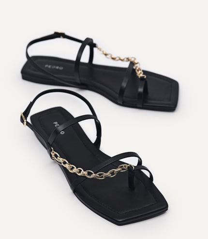 Strappy Sandals with Chain Strap