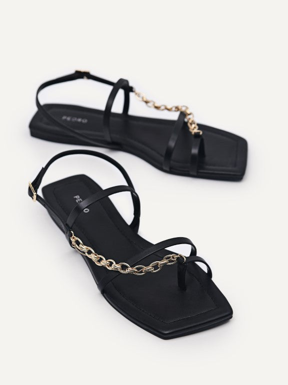 Strappy Sandals with Chain Strap