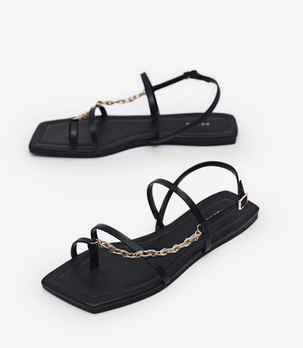 Strappy Sandals with Chain Strap