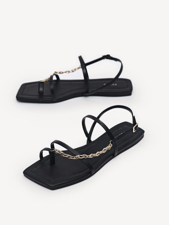 Strappy Sandals with Chain Strap