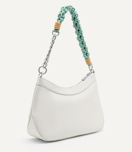 Slouchy Shoulder Bag with Braided Chain