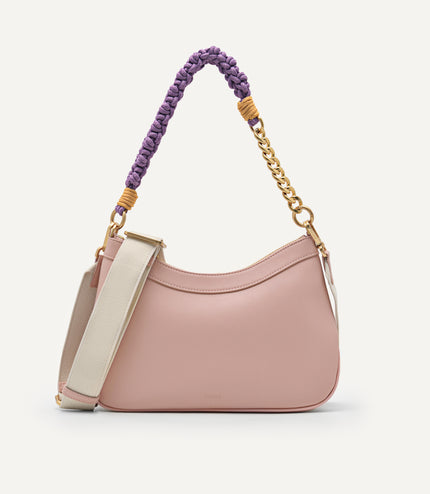 Slouchy Shoulder Bag with Braided Chain