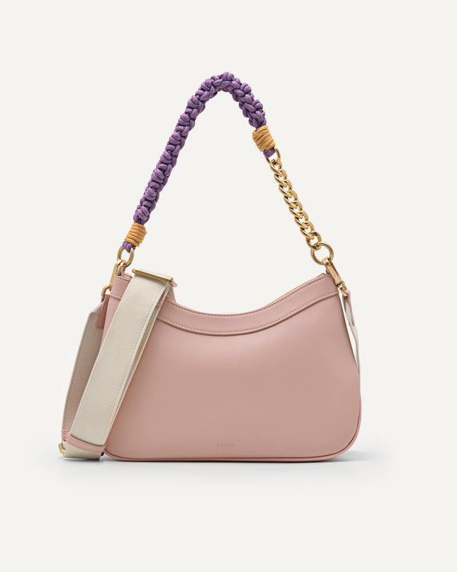 Slouchy Shoulder Bag with Braided Chain