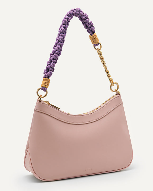 Slouchy Shoulder Bag with Braided Chain