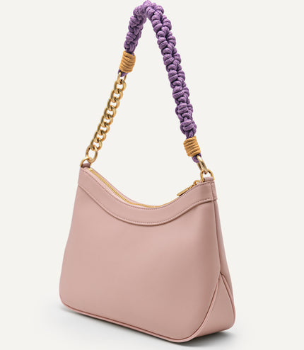 Slouchy Shoulder Bag with Braided Chain