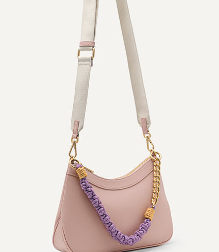 Slouchy Shoulder Bag with Braided Chain