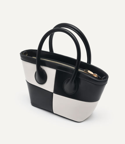 Panelled Top Handle Bag