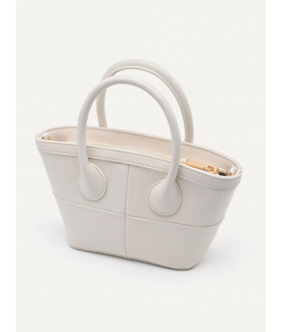 Panelled Top Handle Bag