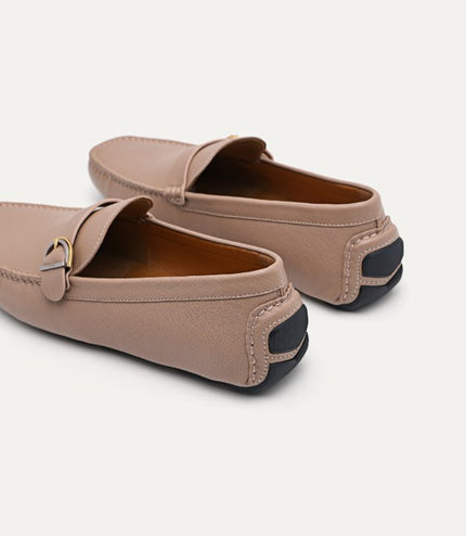 Leather Moccasins with Buckle Detail