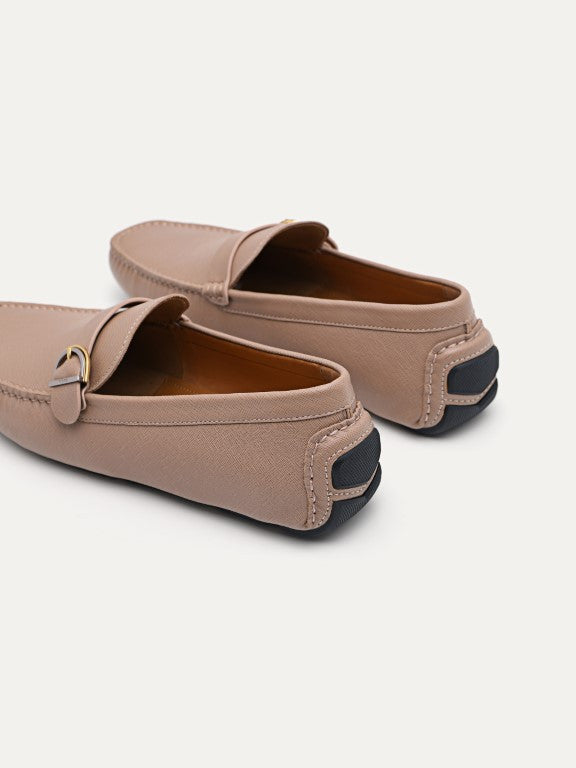 Leather Moccasins with Buckle Detail