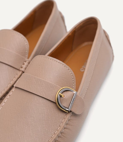 Leather Moccasins with Buckle Detail